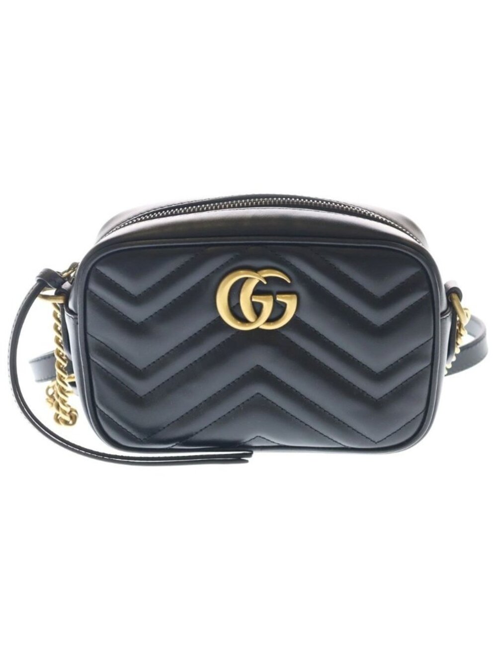 Gucci GG Marmont Mini Camera Bag Leather Chain Gold Black